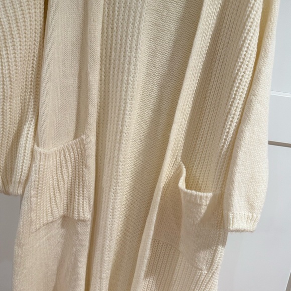 Topshop Ivory Knit Long Line Open Cardigan - Picture 2 of 4